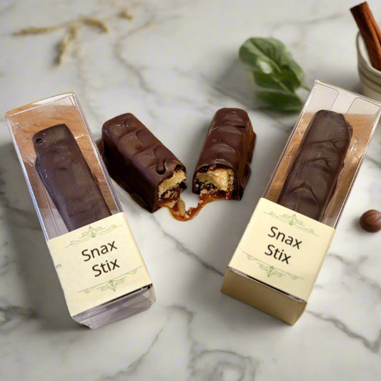 Chocolate-covered Snax Stix that are like Twix candies
