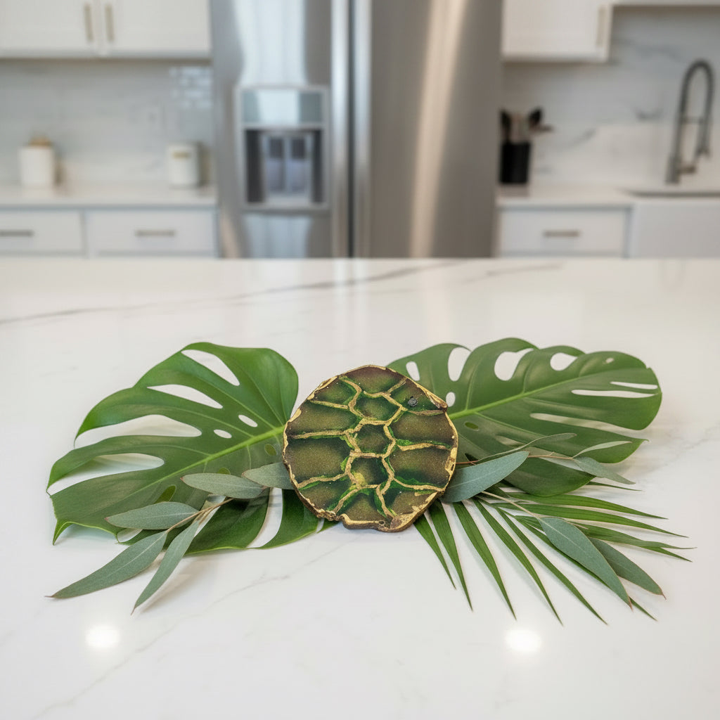 chocolate disc painted to look like a turtle shell