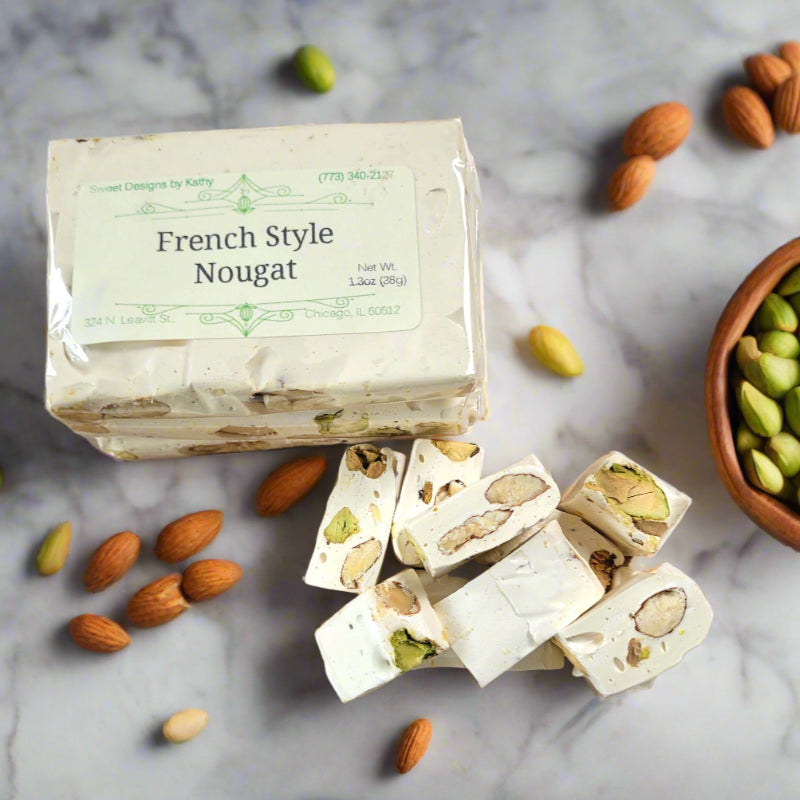 French Style nougat bars on a counter with ingredients