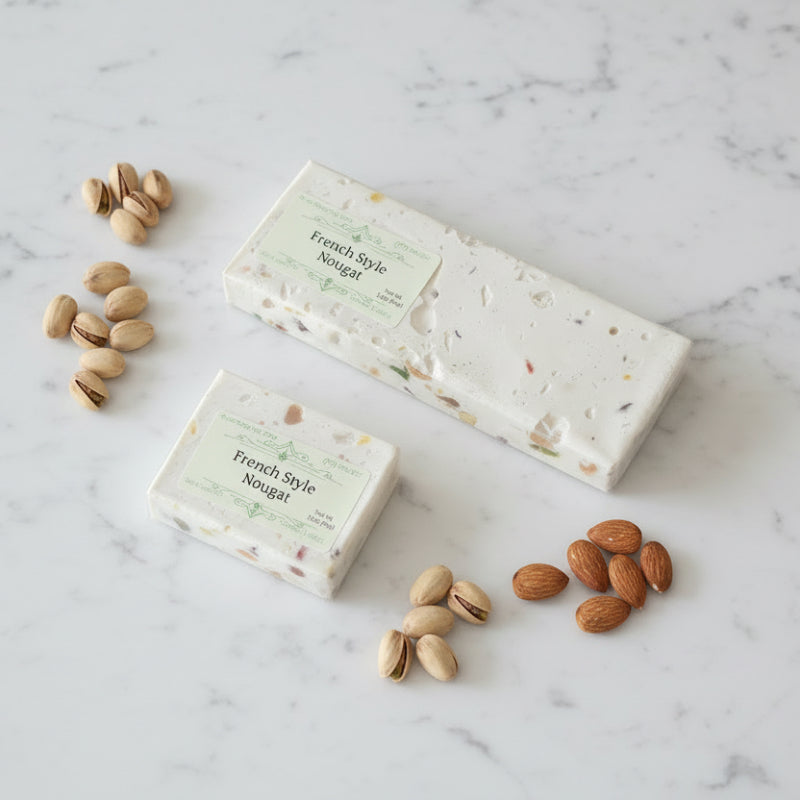 nougat pieces on a counter