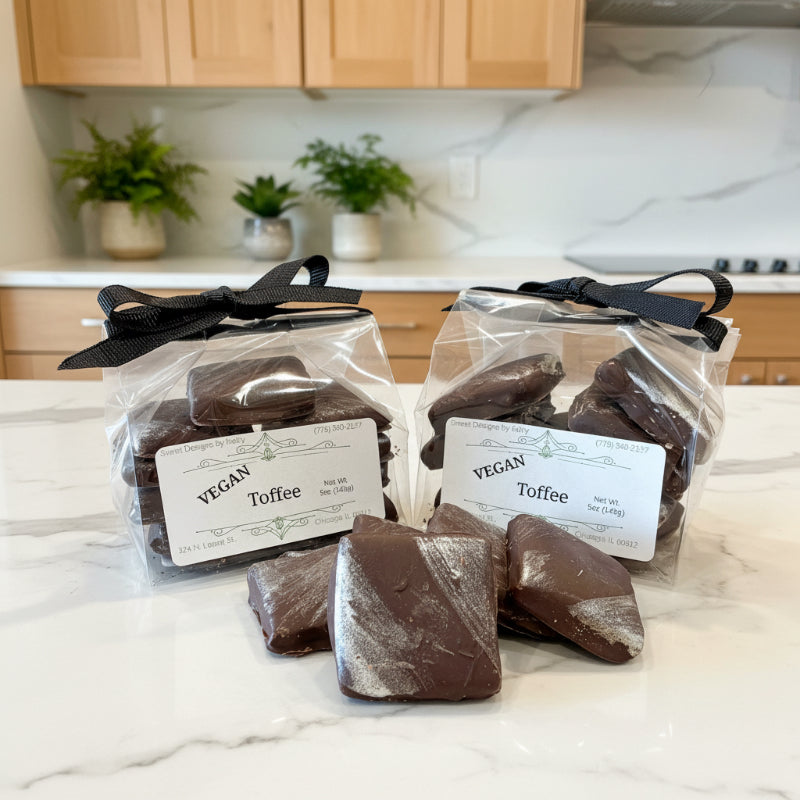 Two packages of vegan toffee